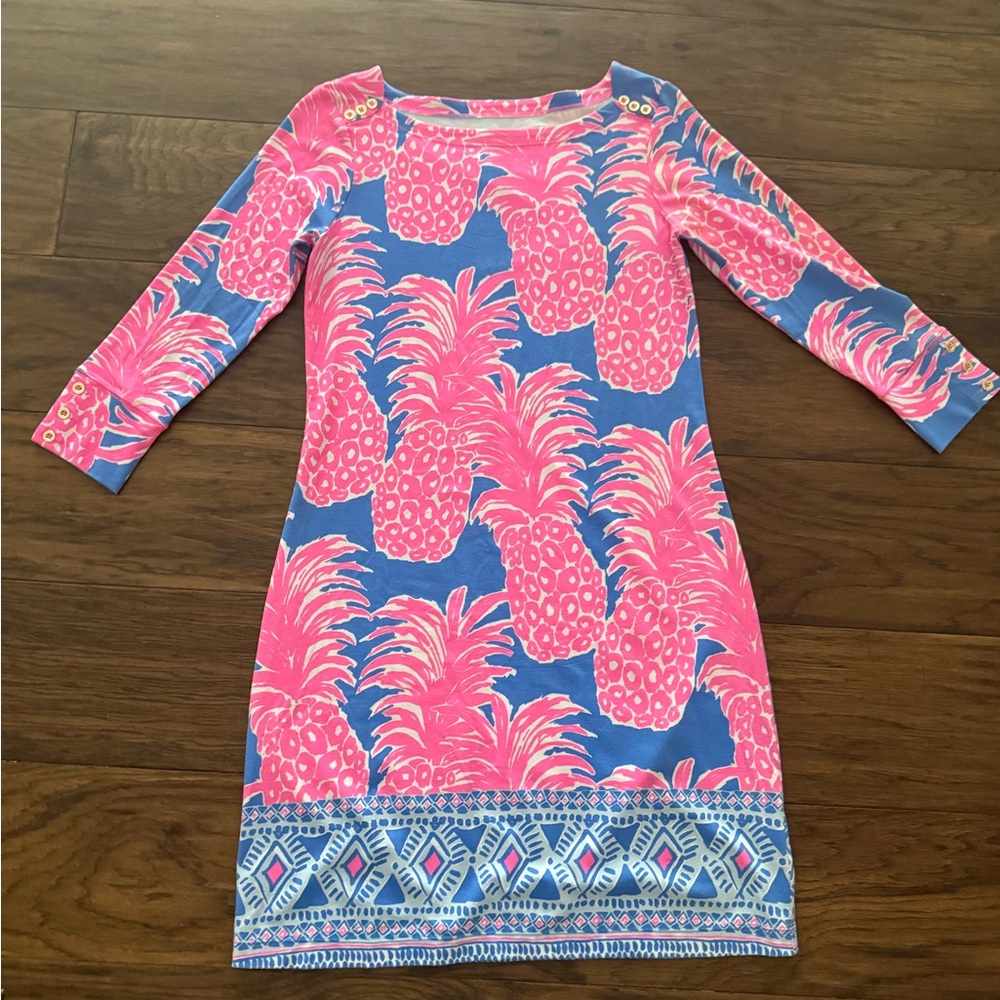 Lilly Pulitzer Pink Sophie Dress Pineapple Blue Haven, Small